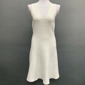 John & Jenn Women's Dress Large Ivory Textured Sleeveless V-Neck